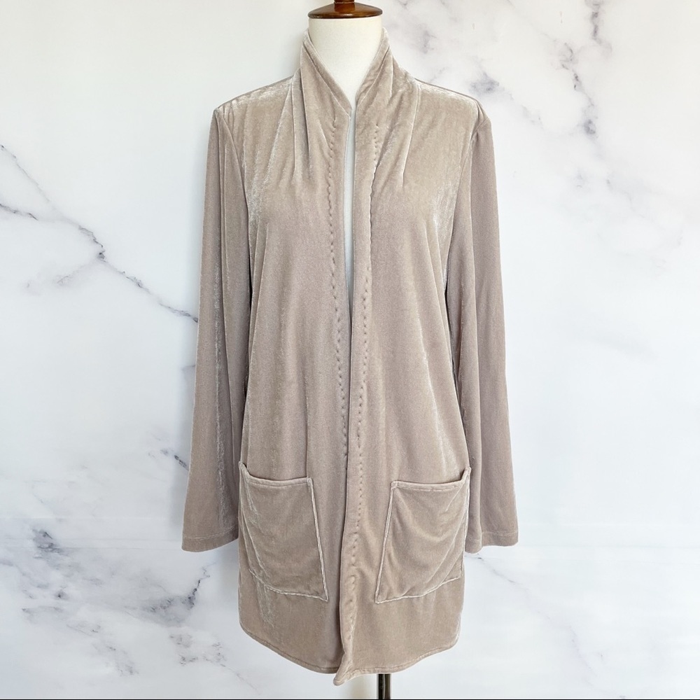 Soft Surroundings‎ Velvet Topper Jacket in Light Taupe - Picture 2 of 11